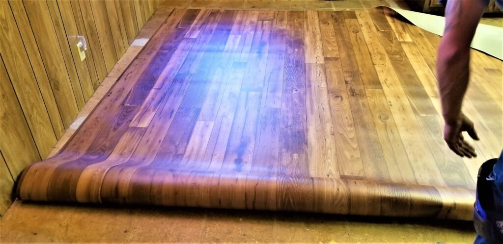 Home Improvement! Flooring Installer Installs New Sheet Vinyl Wood Look Flooring in a Home!